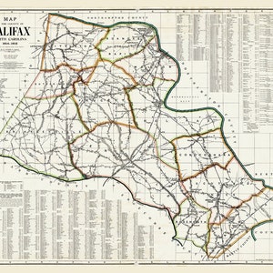 Carte 1914 du comté d'Halifax en Caroline du Nord