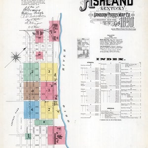 1890 Map of Ashland Boyd County Kentucky