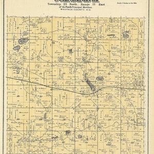 1889-Landkarte von Skandinavien Township Waupaca County Wisconsin