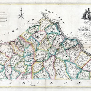 1821 Map of York & Adams County Pennsylvania