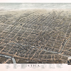 1873 Panorama-Karte von Utica Oneida County, New York