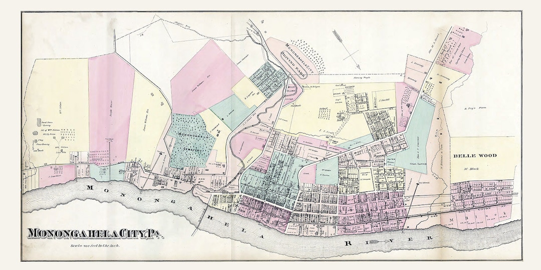 1876 Map of Monongahela City Washington County Pa Etsy