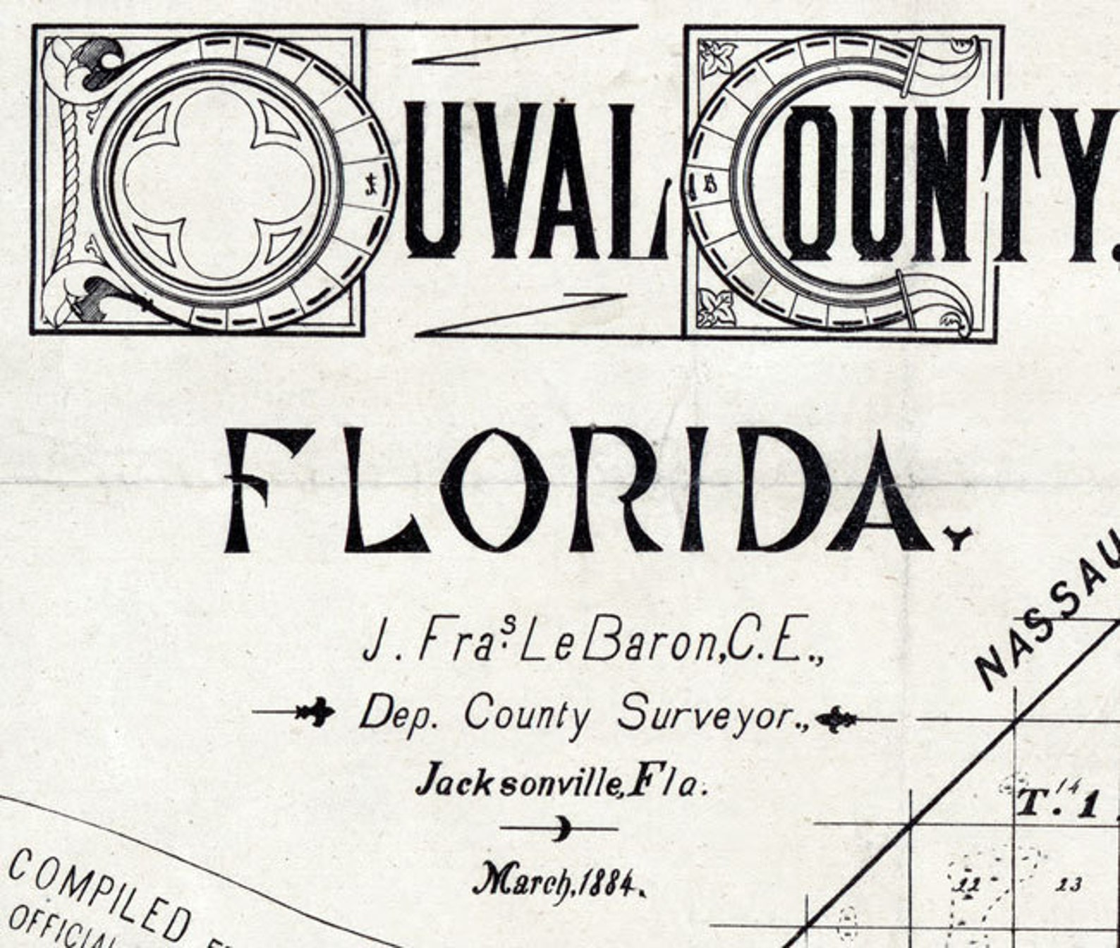 1885 Map of Duval County Florida Jacksonville Etsy UK