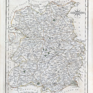 1793, carte du comté de Shropshire en Angleterre - Shrewsbury Hopton