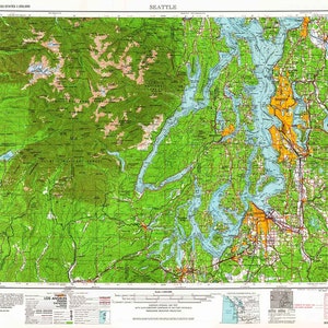 1962 Topo Karte von Seattle Washington Tacoma Olympischen National Forest