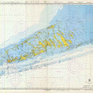 Carte nautique de 1954 de Sombrero Key à Sand Key en Floride