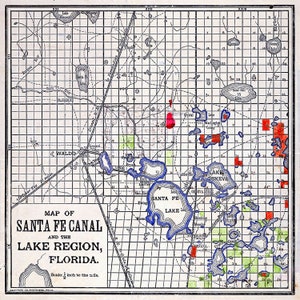 1876-Karte des Santa Fe Kanals und der Seenregion Florida