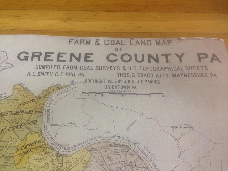 1905 Greene County Pa Farm and Coal Land Map Etsy