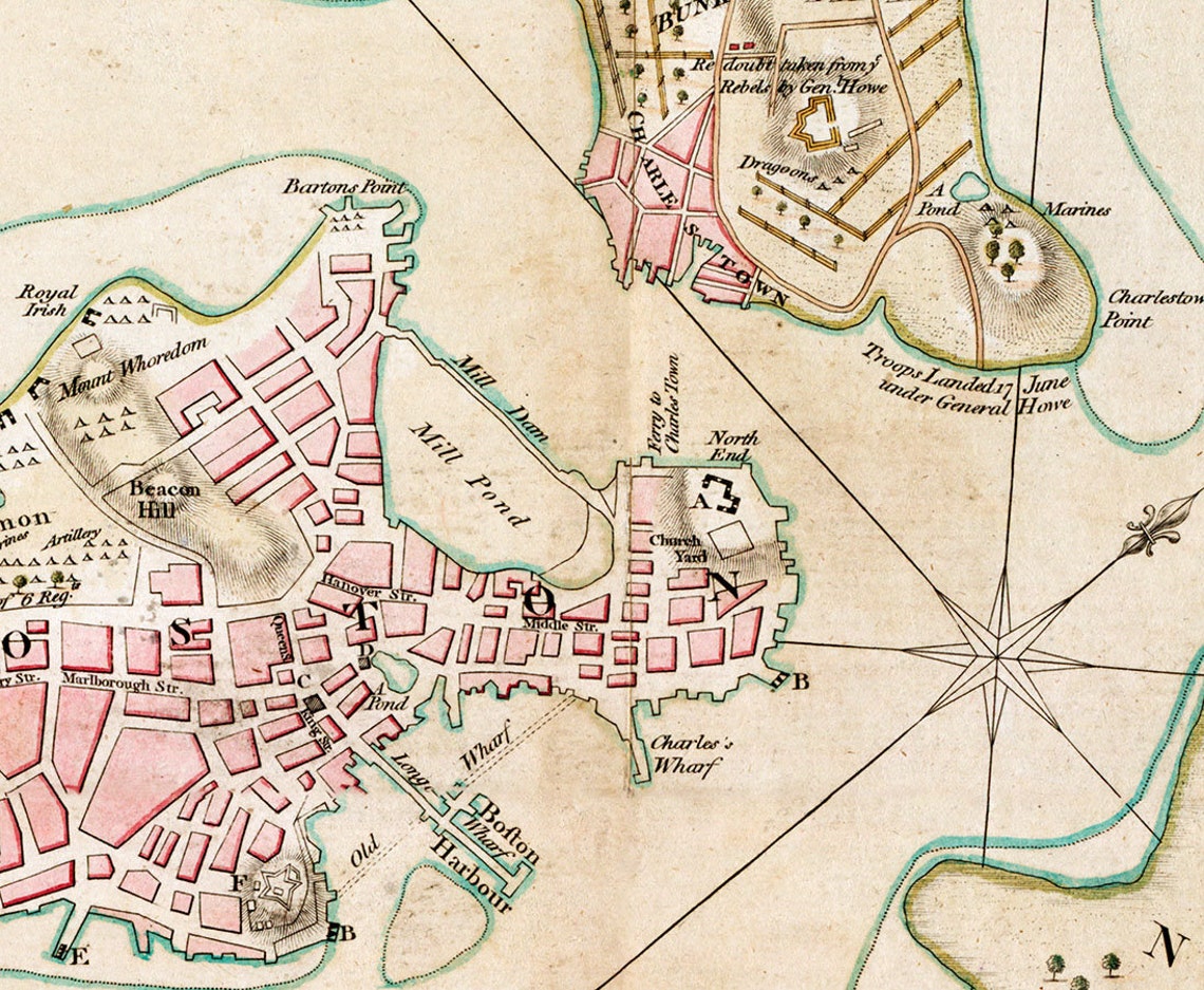 1776 Map of Boston Massachusetts  Etsy
