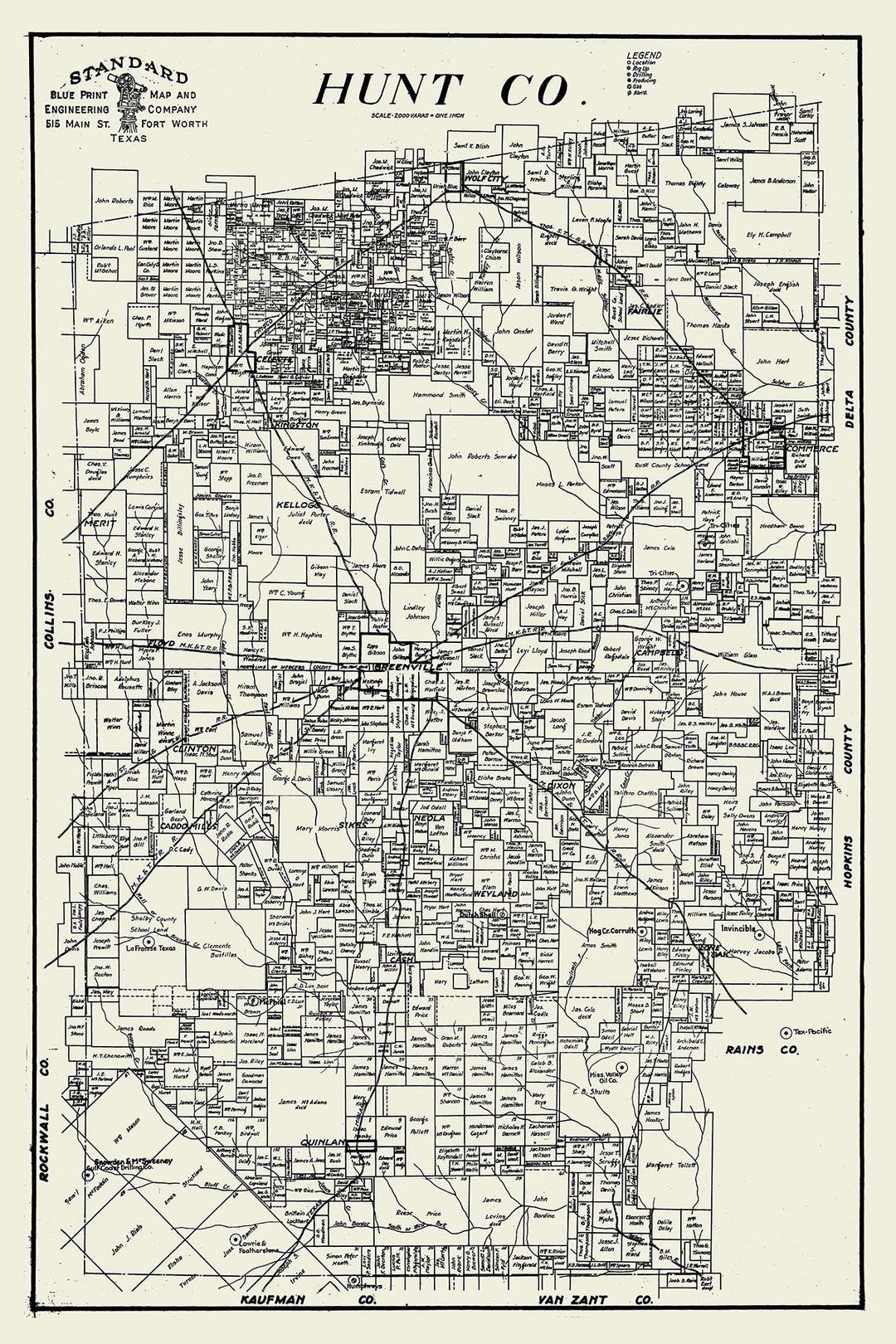 1920 Farm Line Map of Hunt County - Il 1080xN.5017574346 Re1u