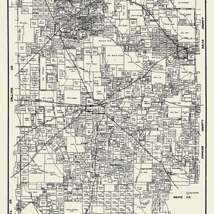 1920 Farm Line Map du comté de Hunt au Texas