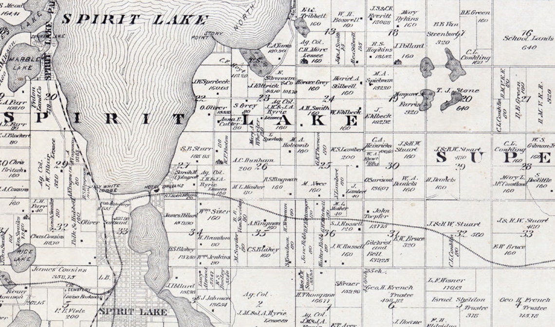1883 Map of Dickinson County Iowa | Etsy