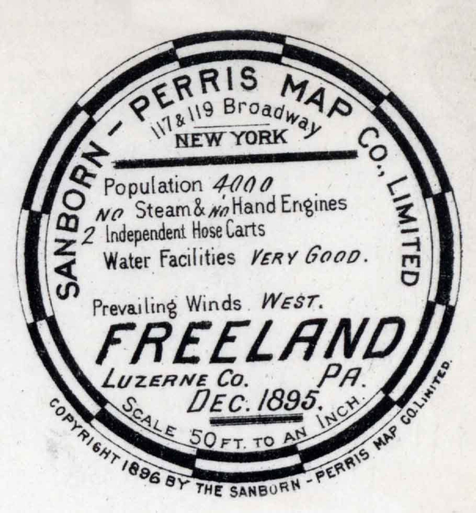 1895 Town Map of Freeland Luzerne County Pennsylvania Etsy