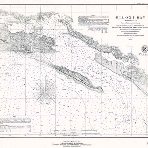 1858 Mappa nautica della baia di Biloxi Mississippi