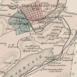 1873 Map of Blair Township Blair County Pennsylvania Newry Etsy