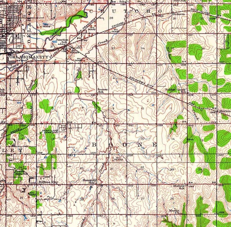 1934 Topo Map of Moore Oklahoma Oklahoma City - Etsy