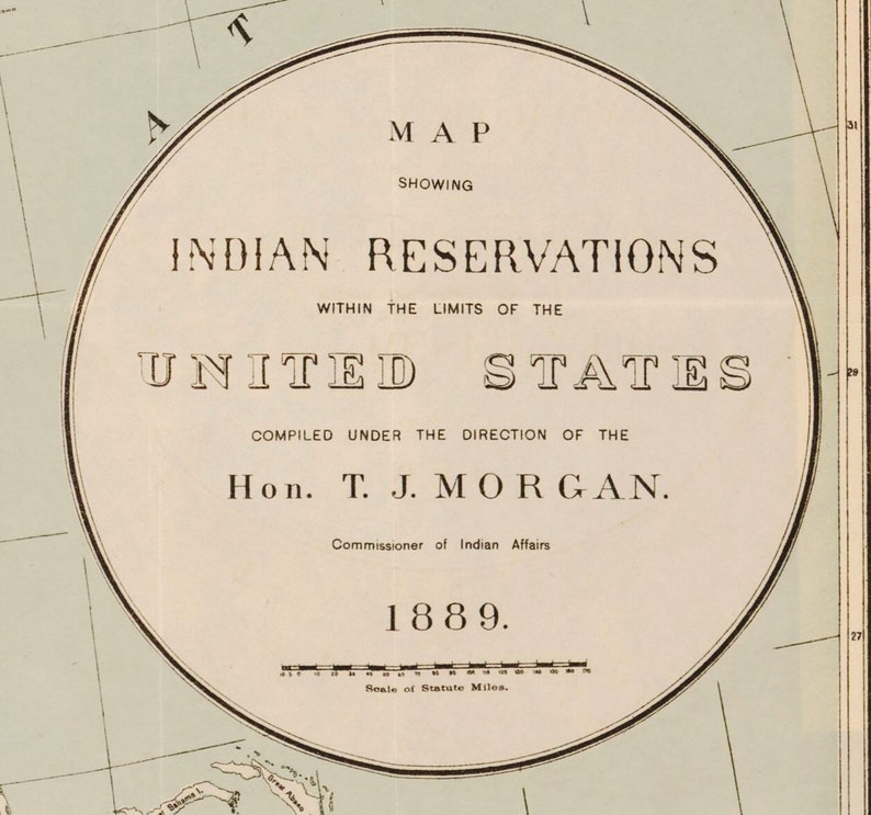 1889 Map of Indian Reservations in the United States - Etsy