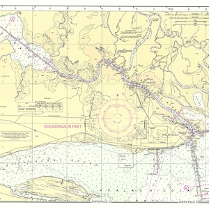 1996 Seekarte Karte von Apalachicola Bay Florida Apalachicola River