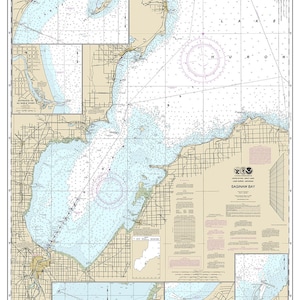 Carte nautique 2014 de la baie de Saginaw, lac Huron, Michigan