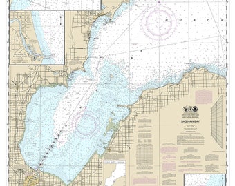 Saginaw Bay Contour Map 2014 Nautical Map Of Saginaw Bay Lake Huron Michigan | Etsy Australia