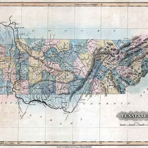 1826 Map of the State of Tennessee