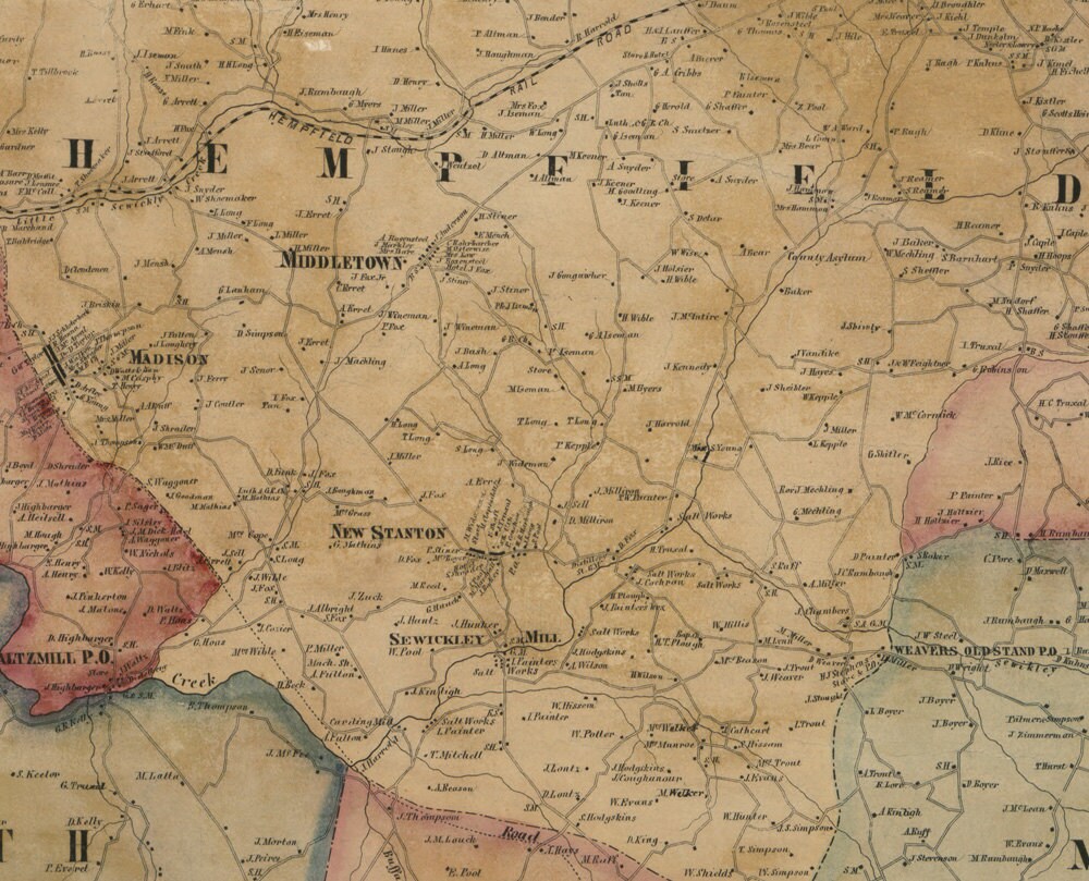 1857 Map of Westmoreland County Pa Greensburg Etsy