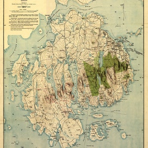 1917 Map of Mount Desert Island Maine