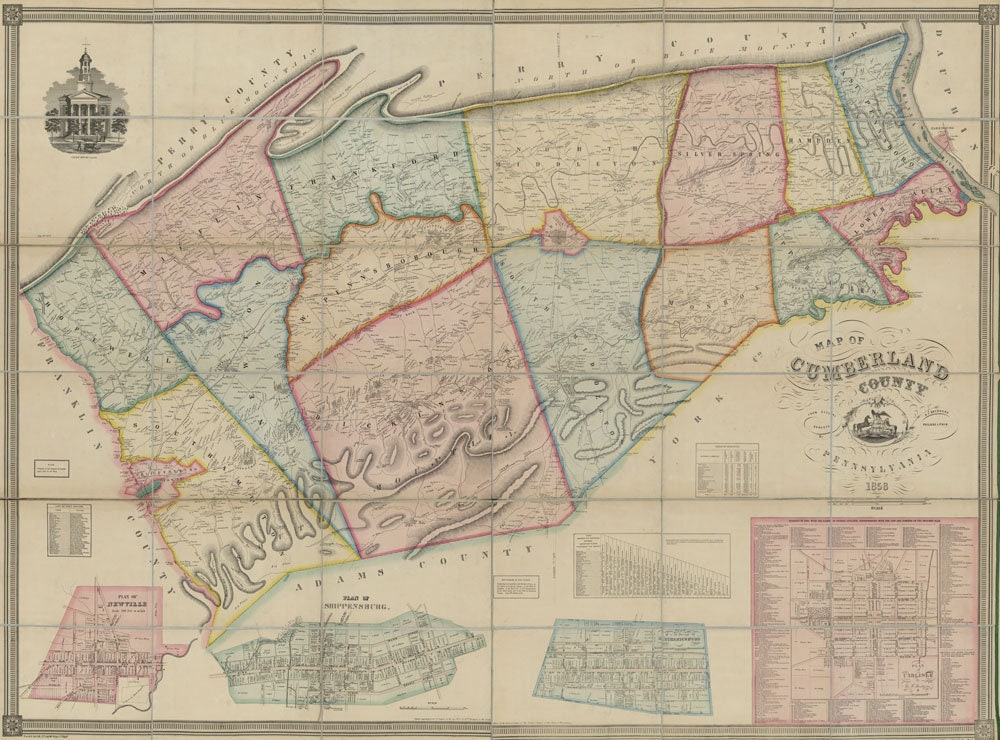 1858 Map of Cumberland County PA From Actual Surveys Carlisle Etsy Norway