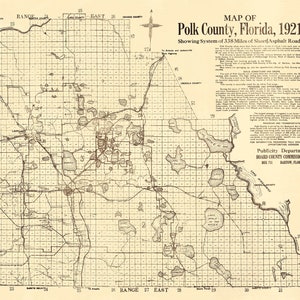 Kaart uit 1921 van Polk County, Florida