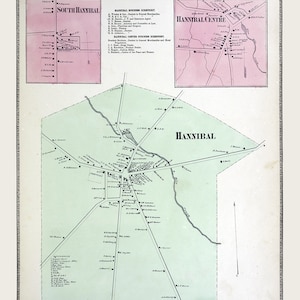 1867 Mapa del condado de Hannibal Oswego, Nueva York