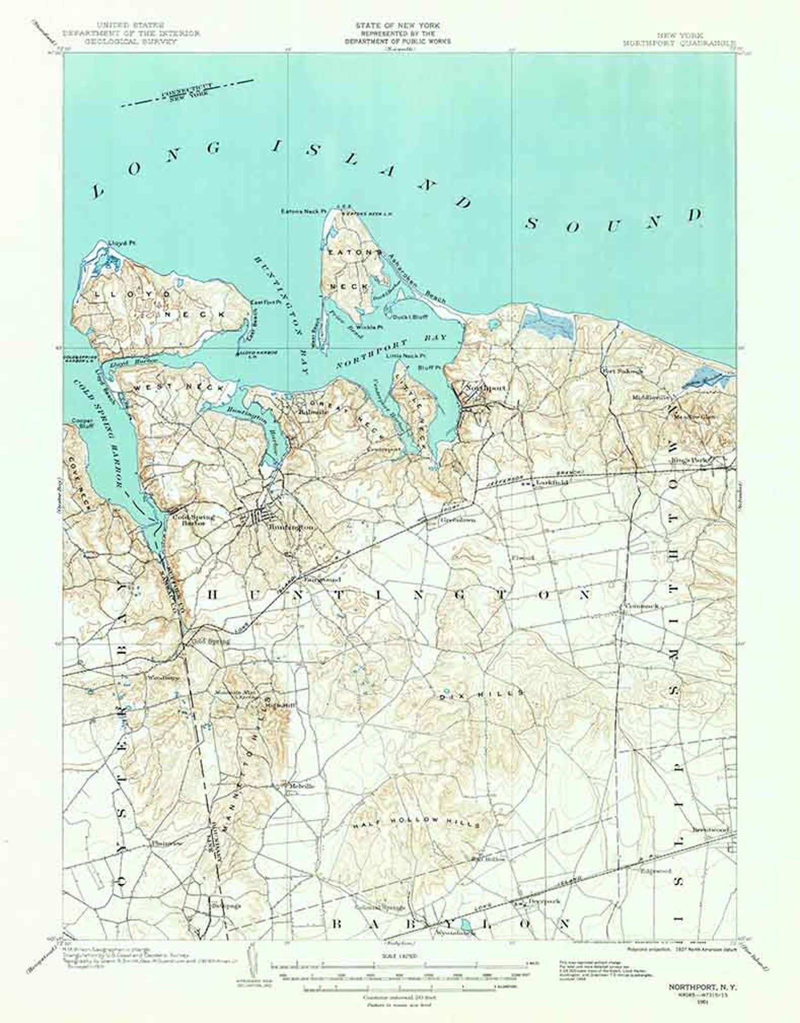 1901 Topo Map of Northport New York Etsy