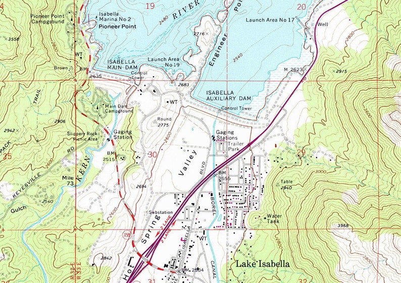 1972 Map of Lake Isabella California Bakersfield Etsy Singapore