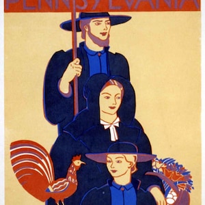 Cartaz de viagem de 1936 dos Amish da Pensilvânia