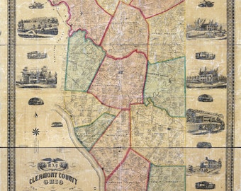 1857 Farm Line Map of Clermont County Ohio