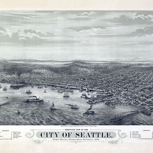 1878 Luftbild Panoramische Karte von Mikronesien Puget Sound Washington
