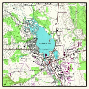 1991 Map of Edinboro Lake Erie County Pennsylvania