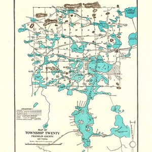 1907 Map of Upper Saranac Lake & Ponds Franklin County New York