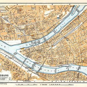 1909 Map of Pittsburgh Pennsylvania by Baedeker