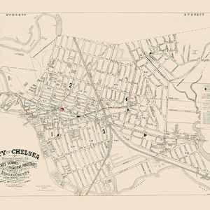 Kaart uit 1892 van Chelsea Massachusetts
