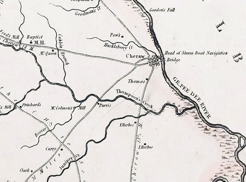 1825 Map of Chesterfield County South Carolina Etsy