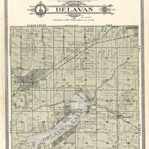 1907 Map of Delavan Township Walworth County Wisconsin