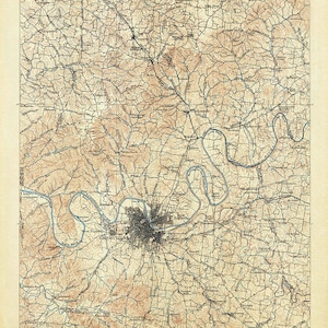 Topokaart uit 1903 van Nashville Tennessee Quadrangle