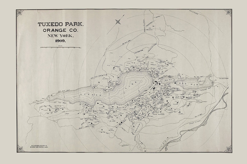 1909 Map of Tuxedo Park Orange County New York Etsy
