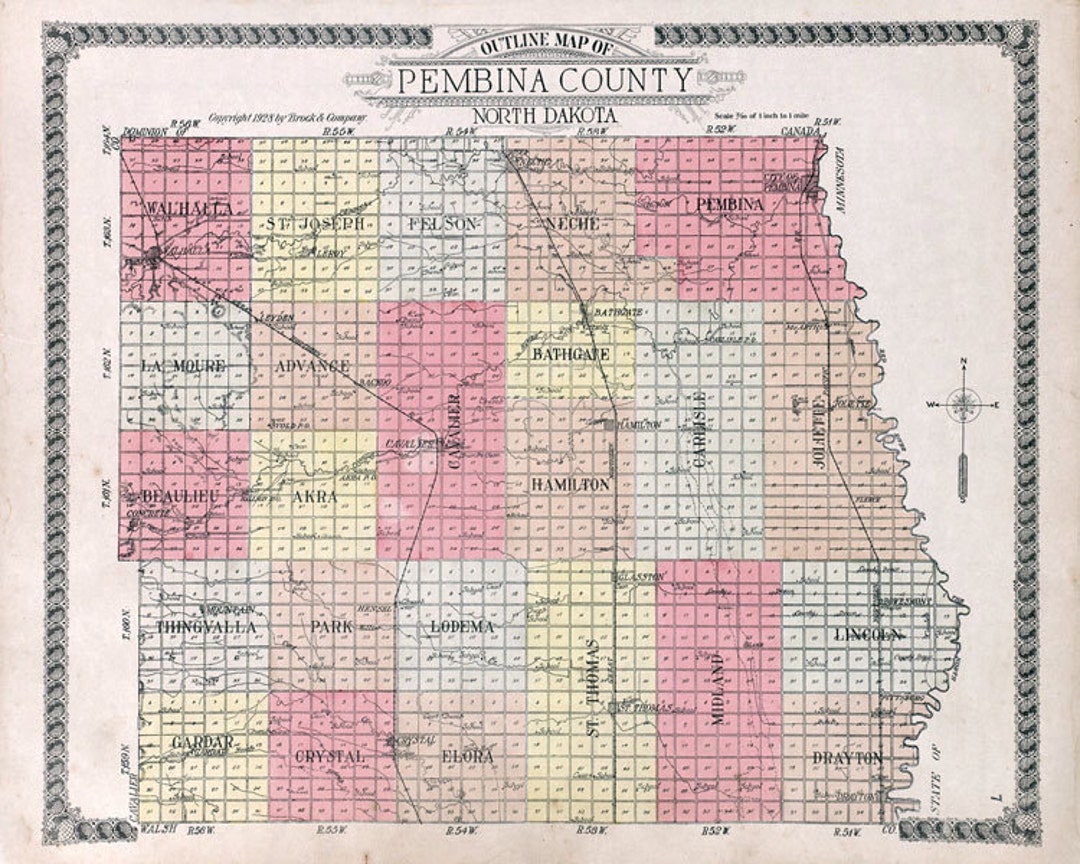 1928 Map of Pembina County North Dakota Etsy