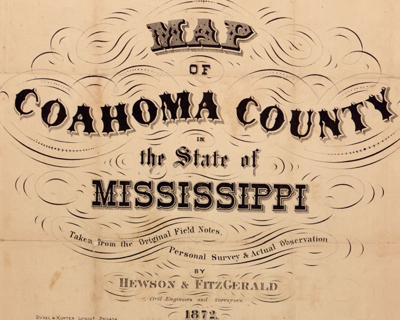 1872 Farm Line Map of Coahoma County Mississippi Jonestown Etsy
