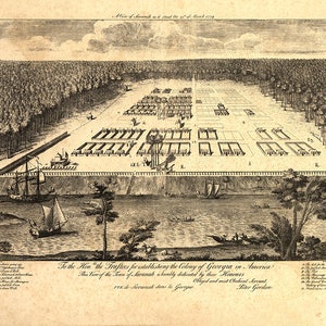 1734 Panorama Map of Savannah Georgia