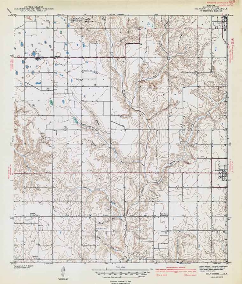 1940 Topo Map of Silverhill Alabama Quadrangle Etsy Finland