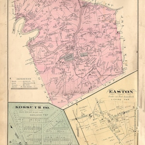 1877 Map of Licking Township Clarion County PA Kossuth Easton