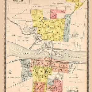 1903 Carte du comté de Kendall, Illinois, Bristol et Yorkville