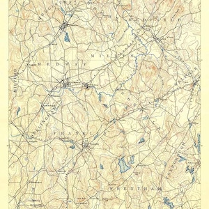 1889 Topo Map of Franklin Massachusetts Quadrangle